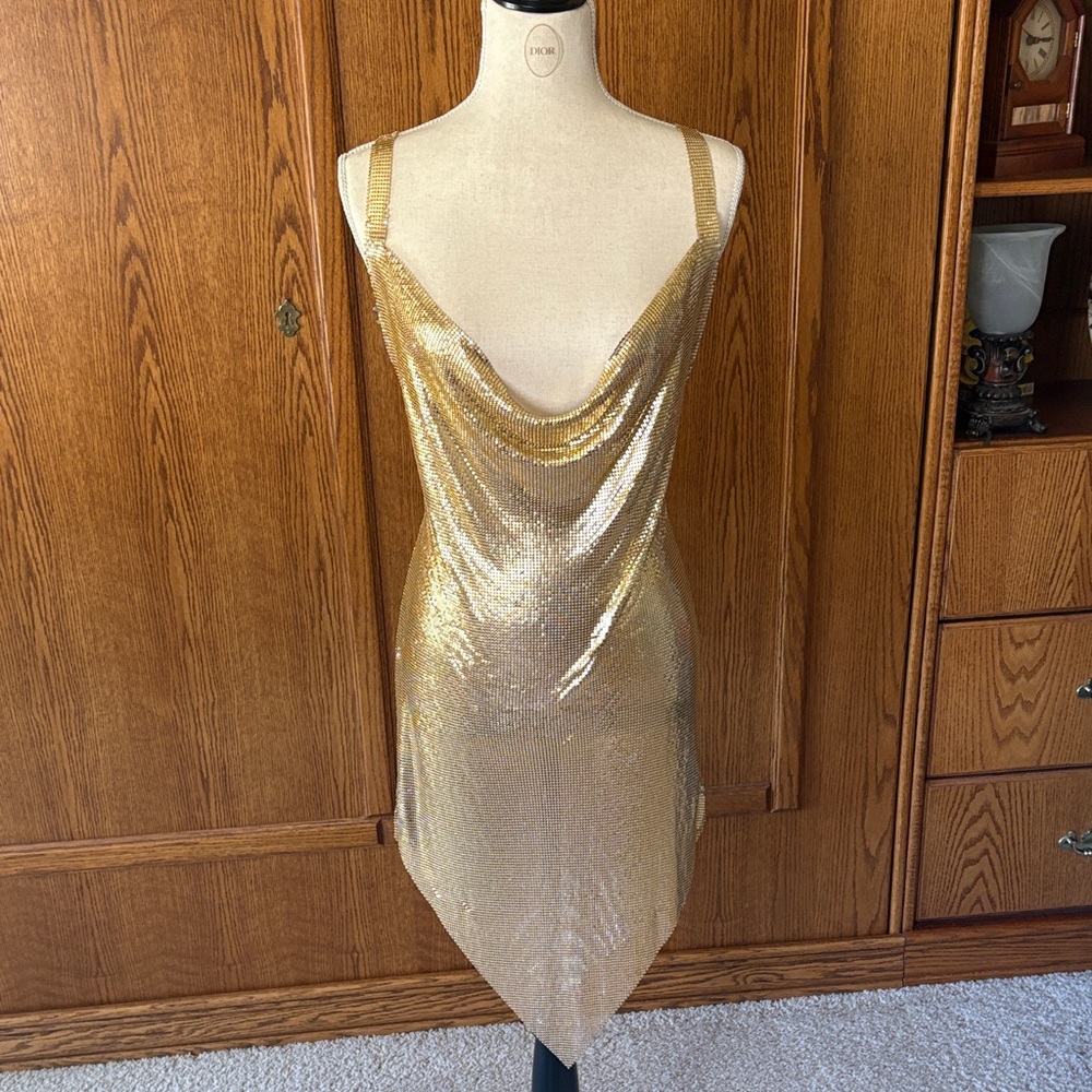 Gold Backless metal mesh Dress